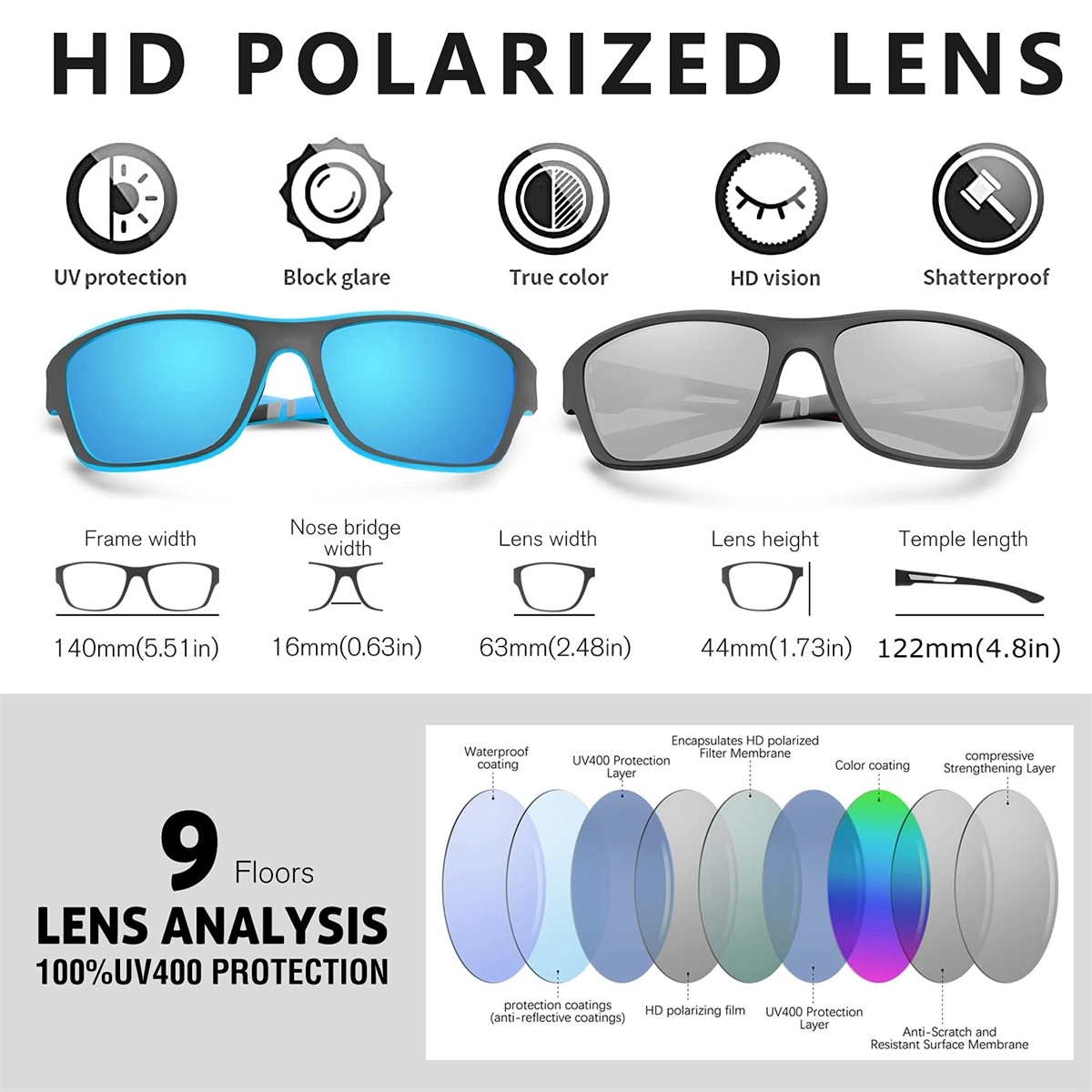 Driving Cycling Fishing Sun Glasses 100% UV Protection 3