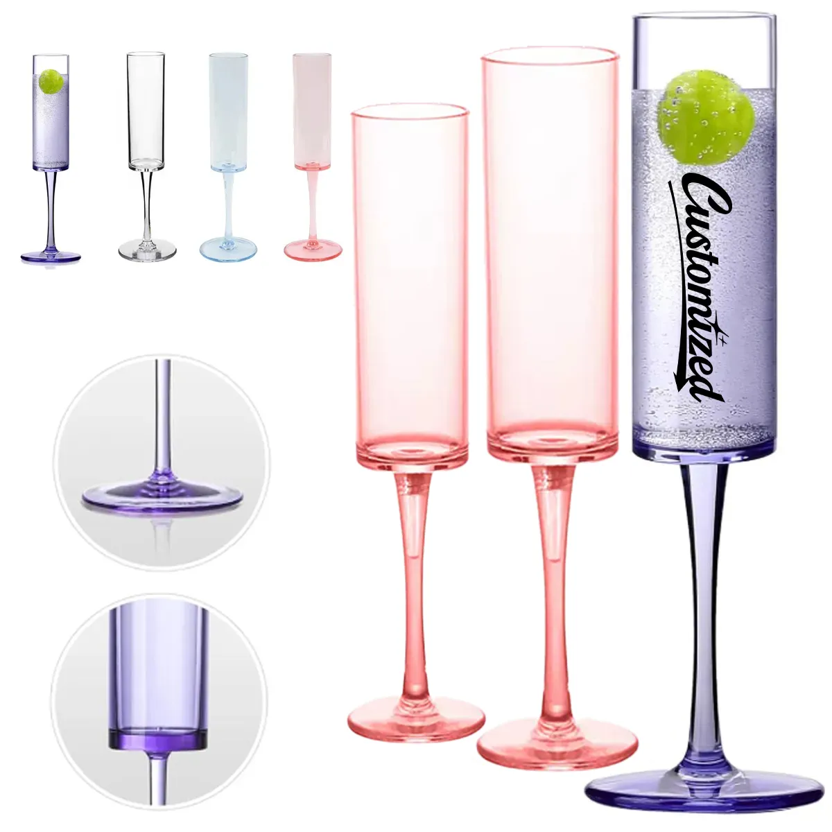 5.5oz. Reusable Plastic Champagne Flutes Wine Glasses 9