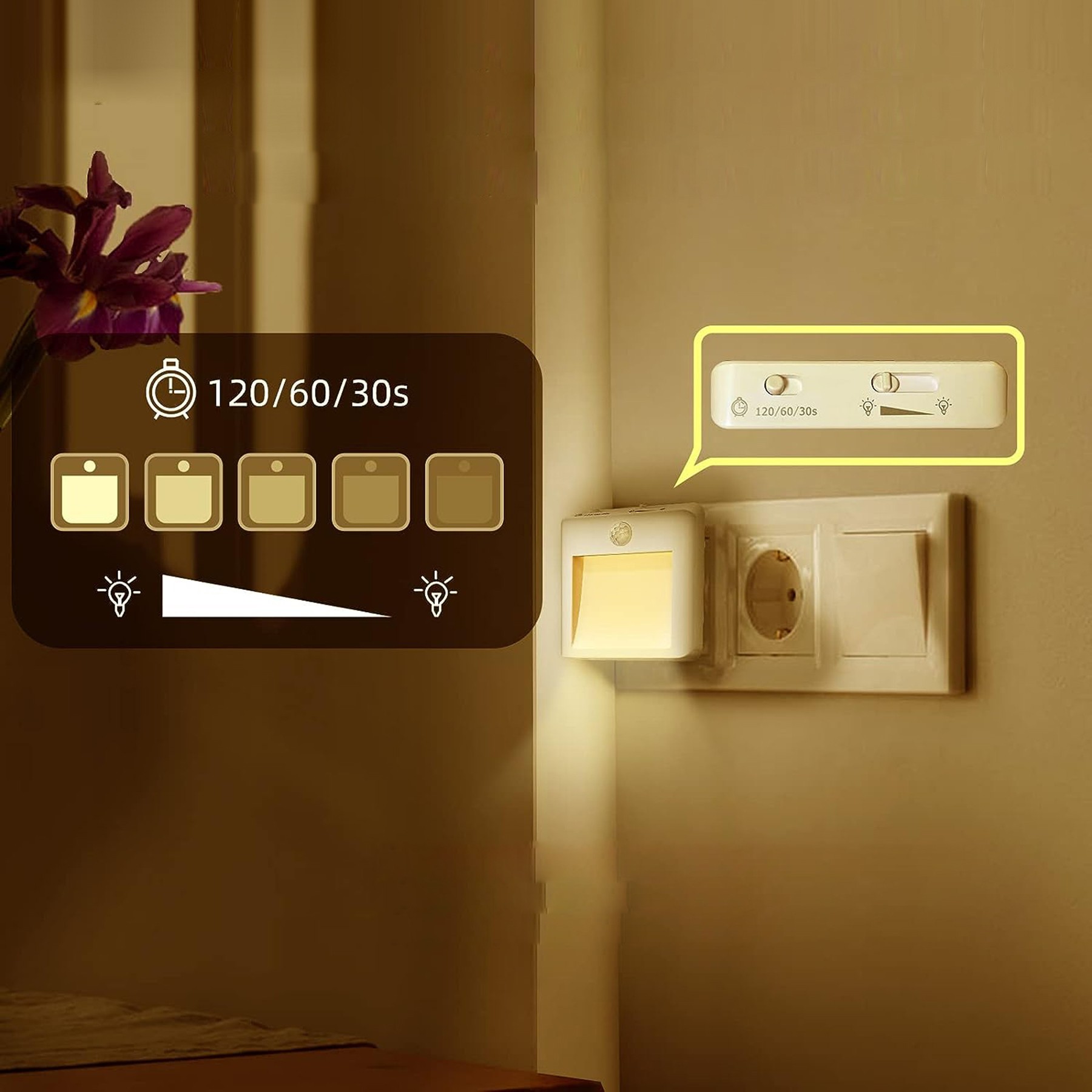 Plug-In Body Sensor Light Dimmable Night Light 2