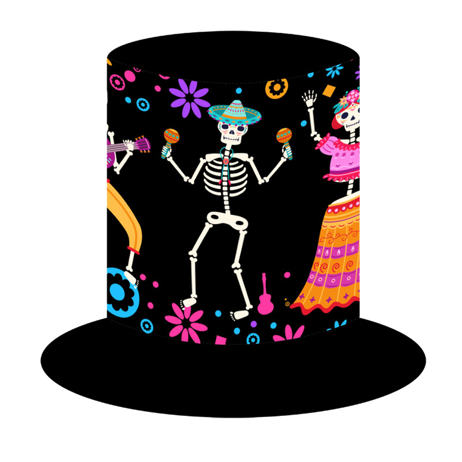 Polyester Halloween Skull Pumpkin Top Hat 2