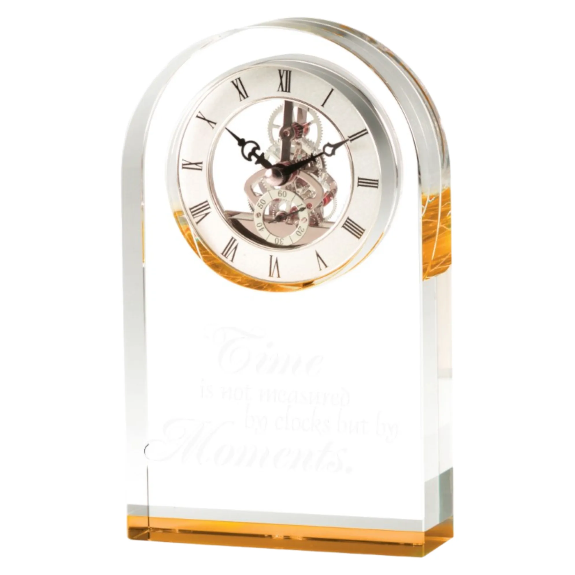 9" Elegant Gold Crystal Desk Clock Award 2