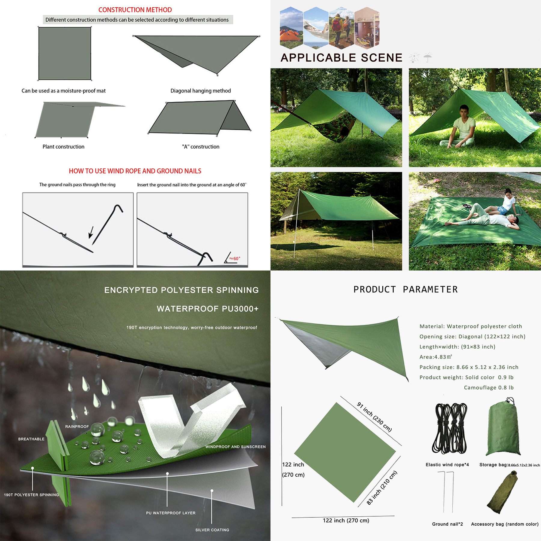 Hammock Rain Fly,Camping Tarp 2