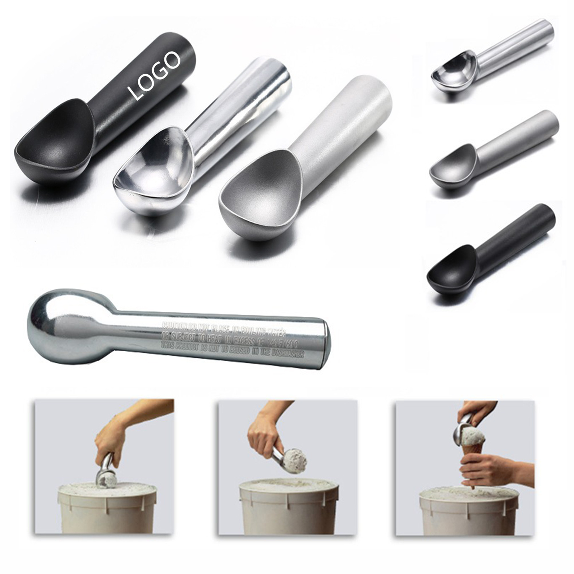 Aluminum Anti-Freeze Ice Cream Scoop MOQ 10pcs 2