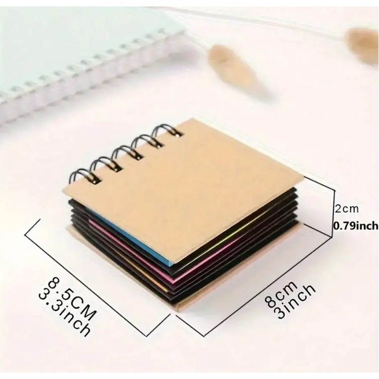 Portable Sticky Notes Notebook Pad Marker Spiral Brown Cover 4