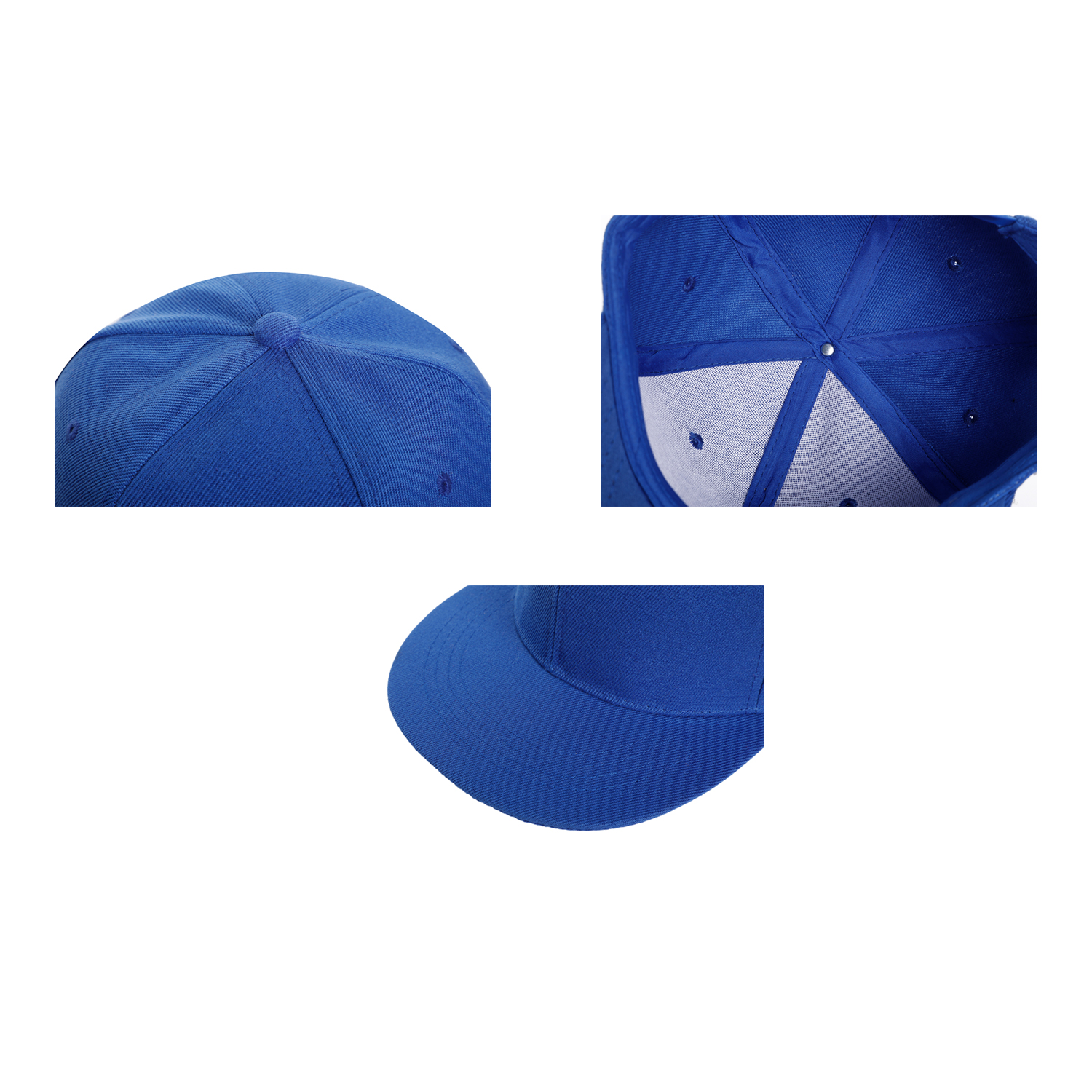 Stock Solid Color Polyester 6 Panel Cap w/Flat Visor & Snapback Fastener 12