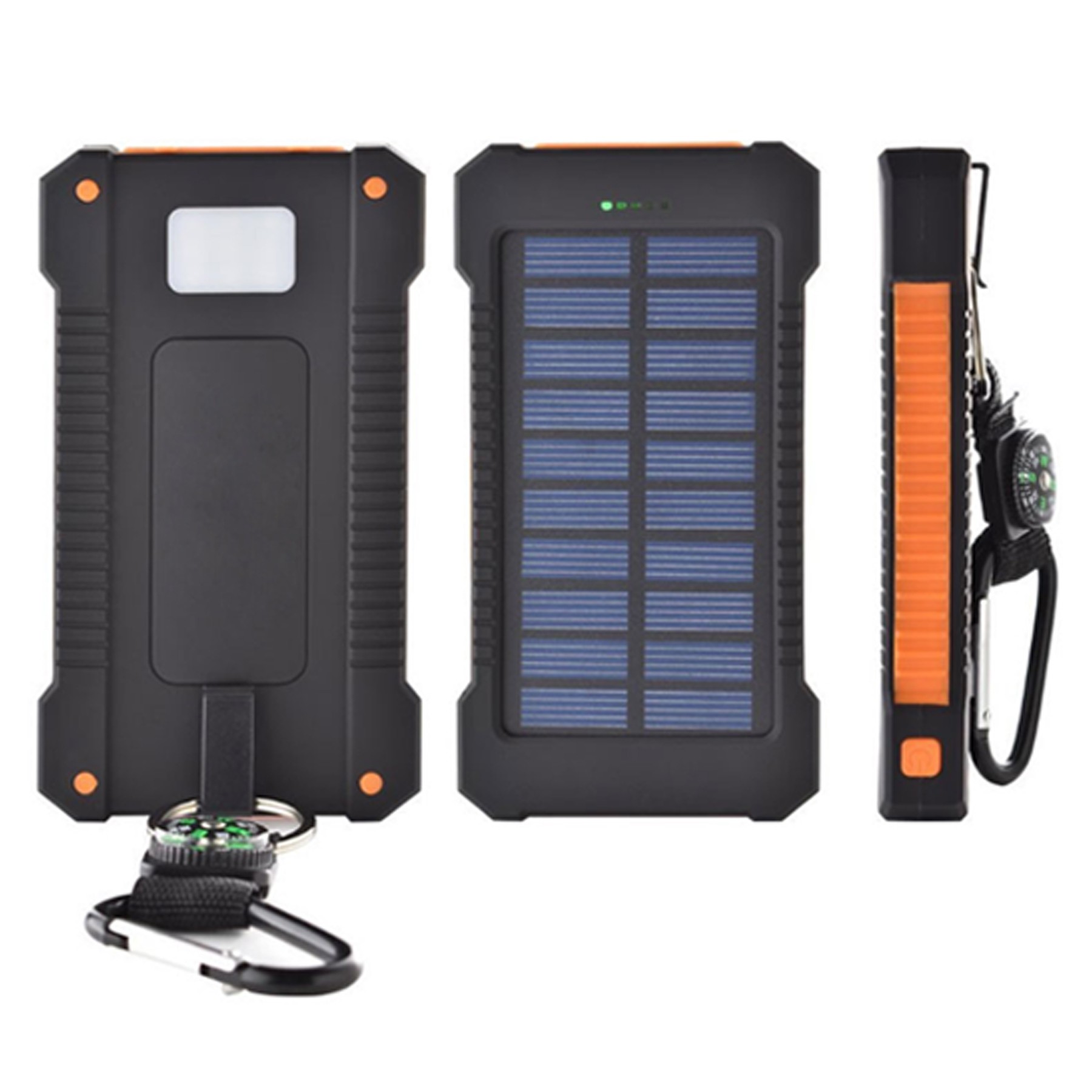 10000Mah Solar Power Bank Flashlight W/ Compass 5