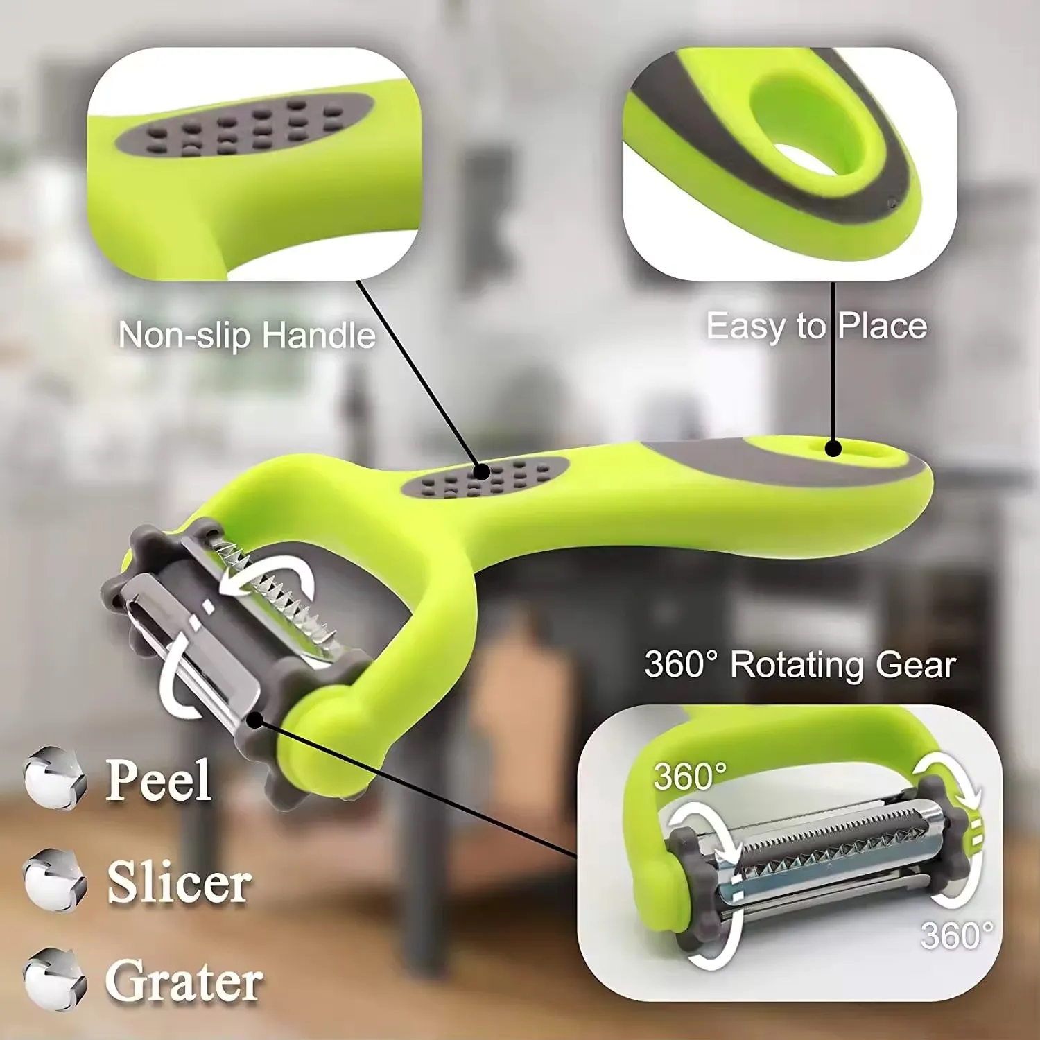 3 in 1 Blade Spin Design With Julienne Peeler 5