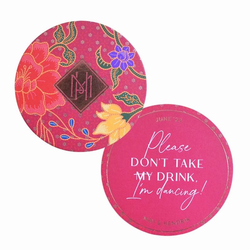 Customized 4 Inch Full Color Round Pulp Board Coasters 4