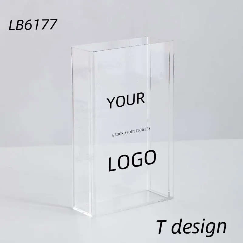 Acrylic Book Vase for Flowers Bookshelf Decor 2