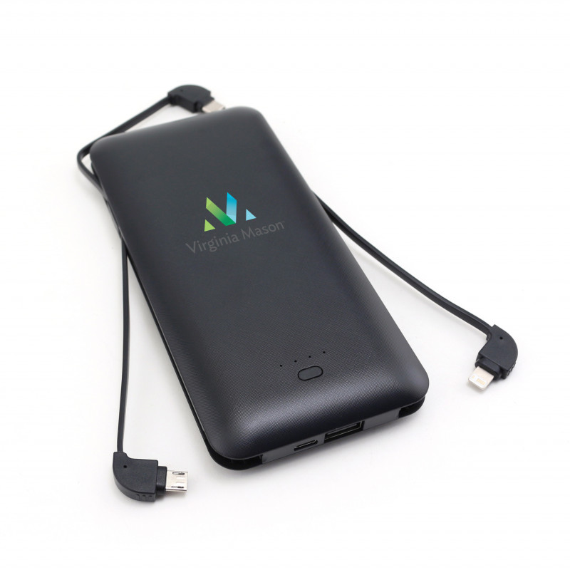 Charge All 10k - 10,000 mAh Power Bank with Integrated Charging Cables and AC Plug 8