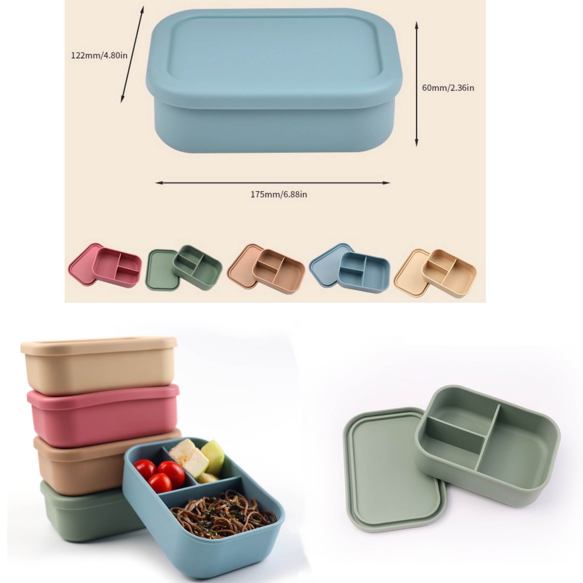 Customized silicone compartment lunch box 4