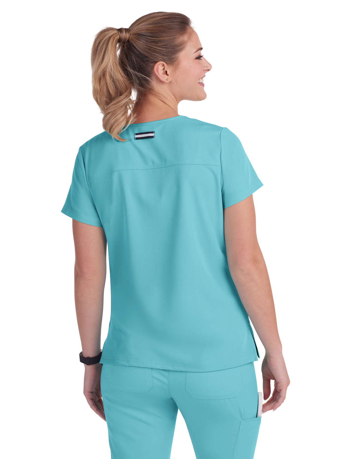 koi - Next Gen - Women's Three-Pocket Wide V-Neck Stretch Hustle and Heart Top 3