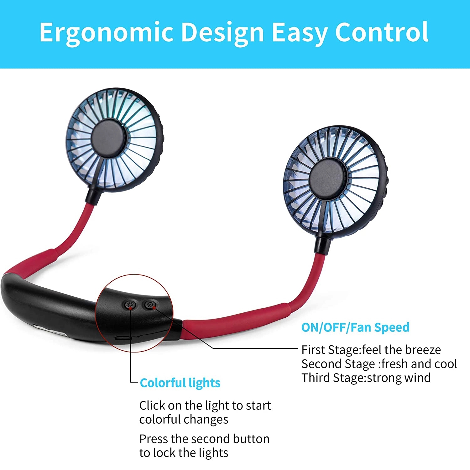 Portable Neck Fan With Led 2