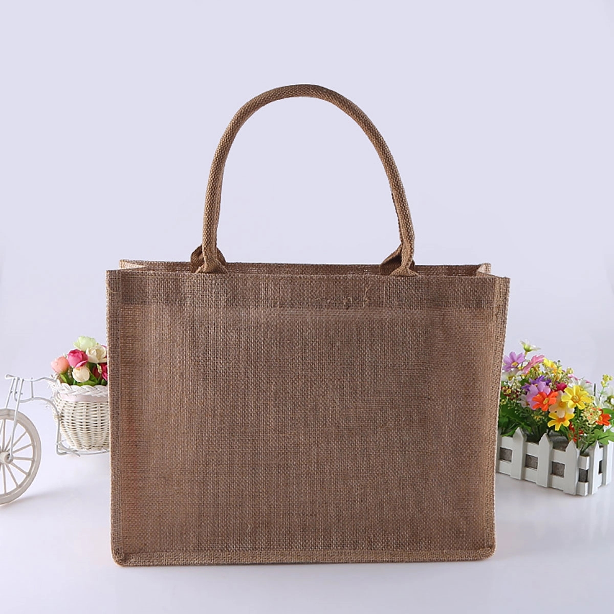Reusable Burlap Jute Canvasbag With Handle 1