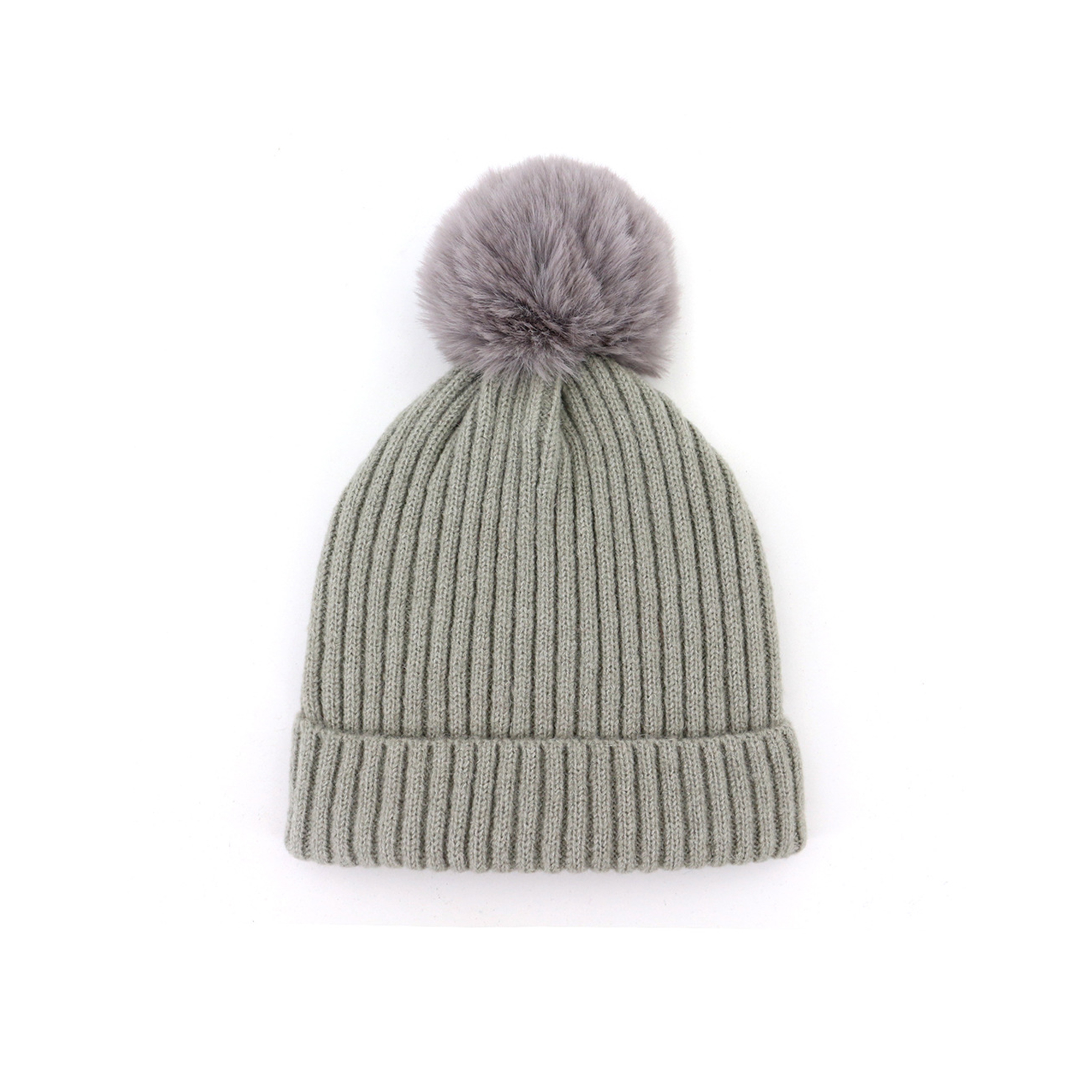 Acrylic Knit Beanie With Pom For Children High Top Style 6