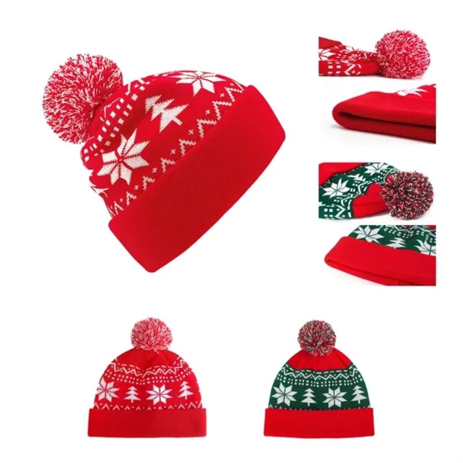 Christmas Beanie Hat Winter Knitted Crochet 2