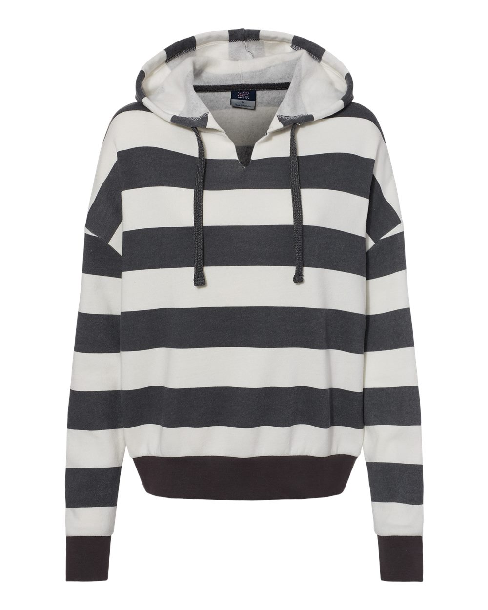Women's Striped Fleece Boxy Hooded Sweatshirt - W21721 4