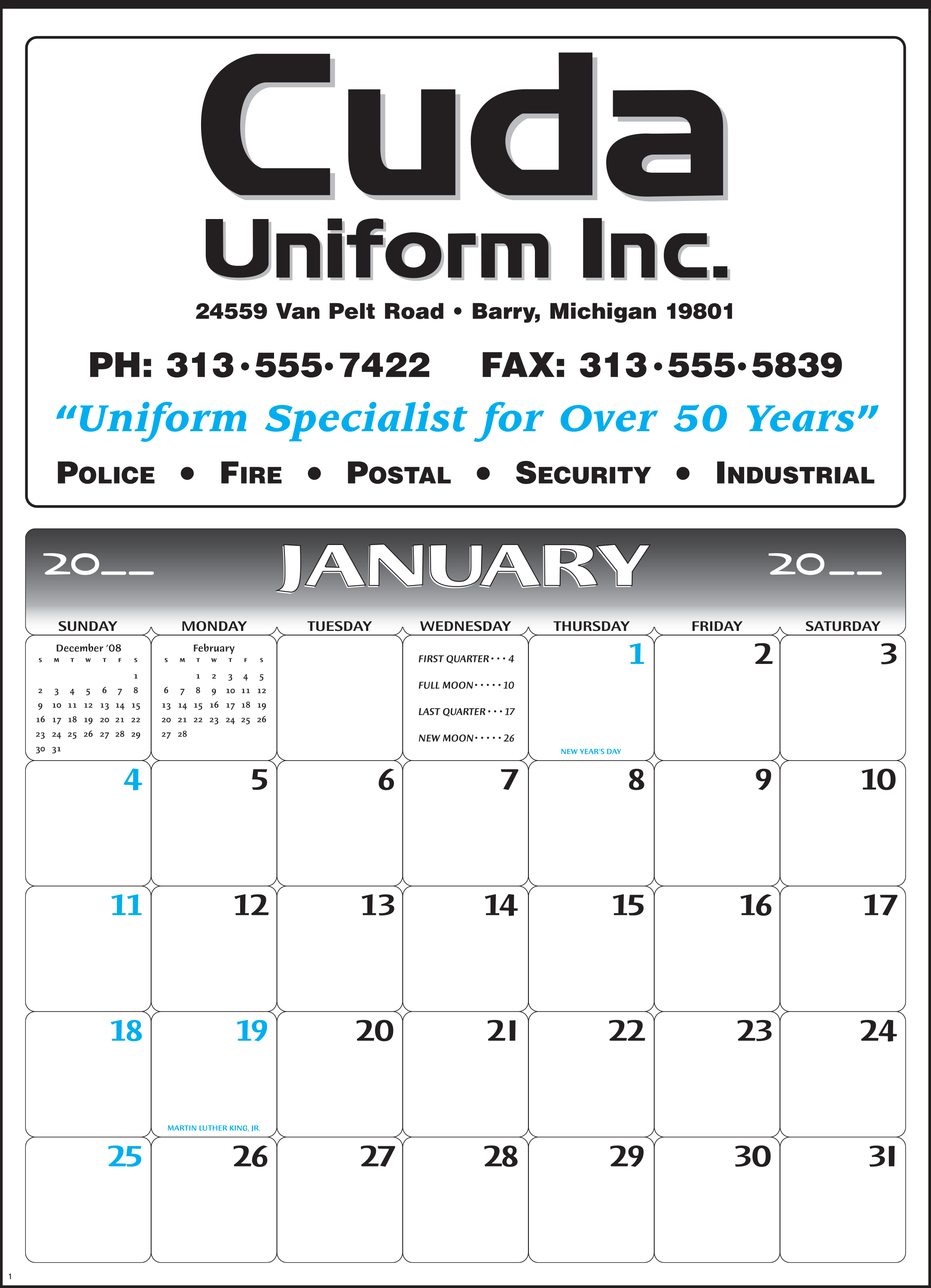 Style 86 Large 12-Sheet Calendar 2