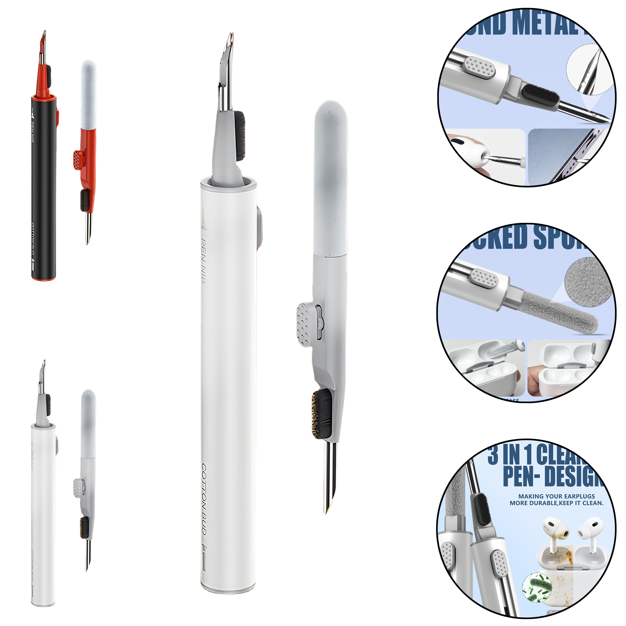 Dual Head Hidden Design Earphone Cleaning Pen with Metal Tip 4