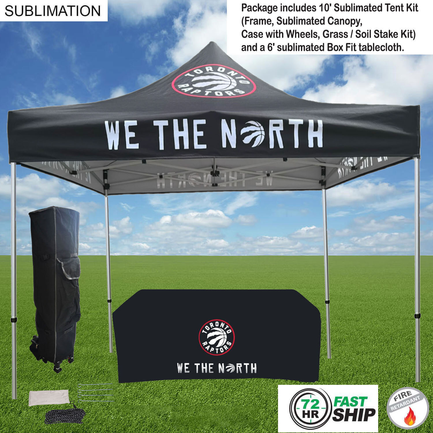 72Hr Fast Ship -Event Package, 10' Premium sublimated Tent Kit and 6' Sublimated Box Fit Tablecloth 17