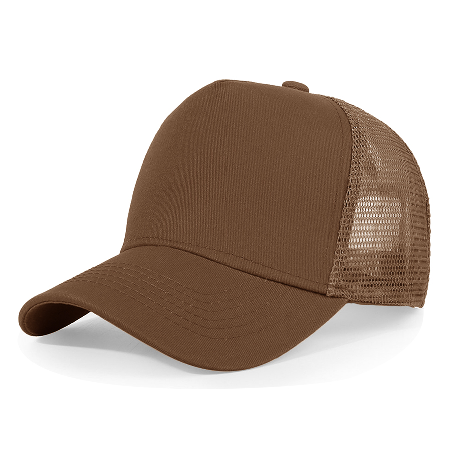 Stock Solid Color Cotton 5-Panel Trucker Cap 54