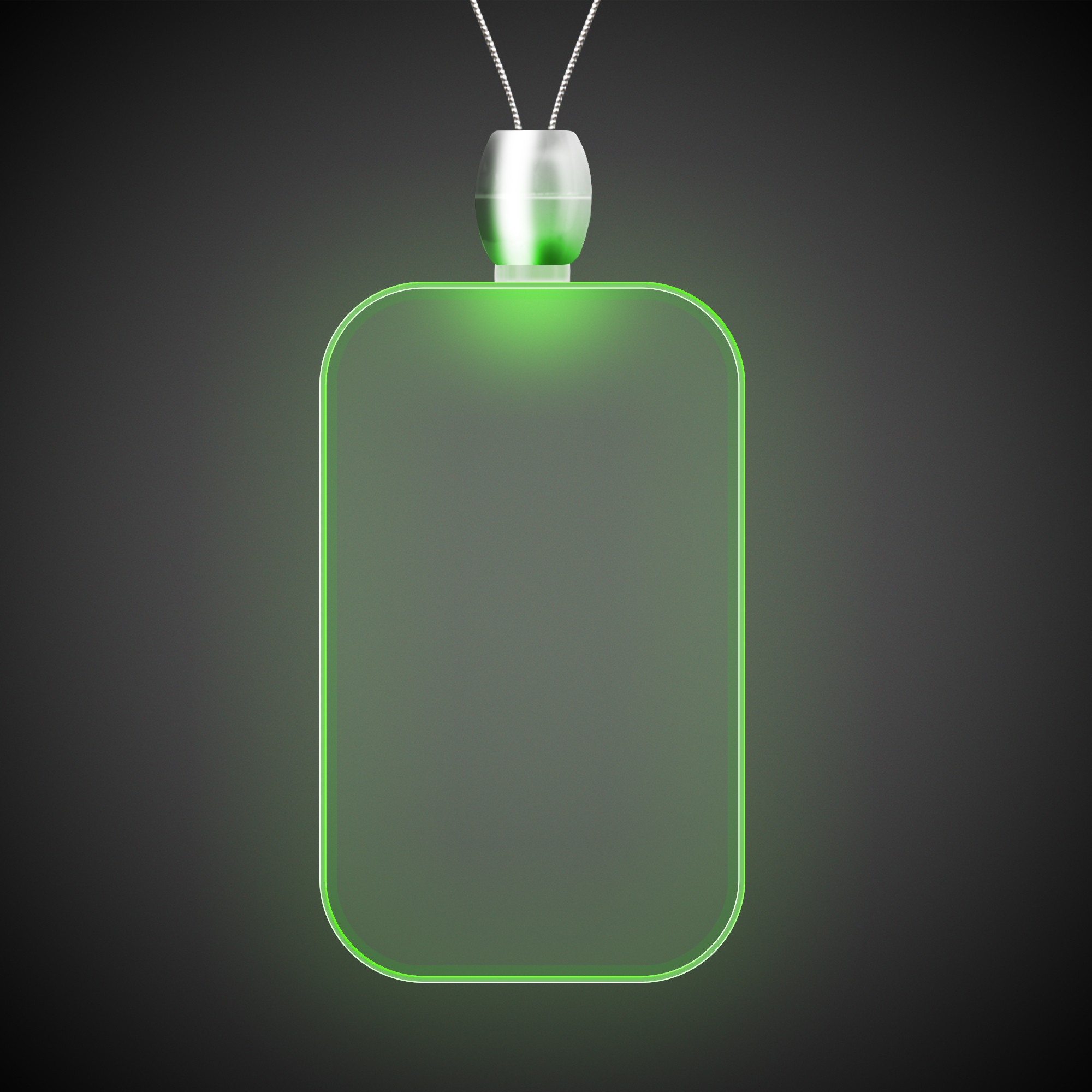 Dog Tag Green Light-Up Acrylic Pendant Necklace