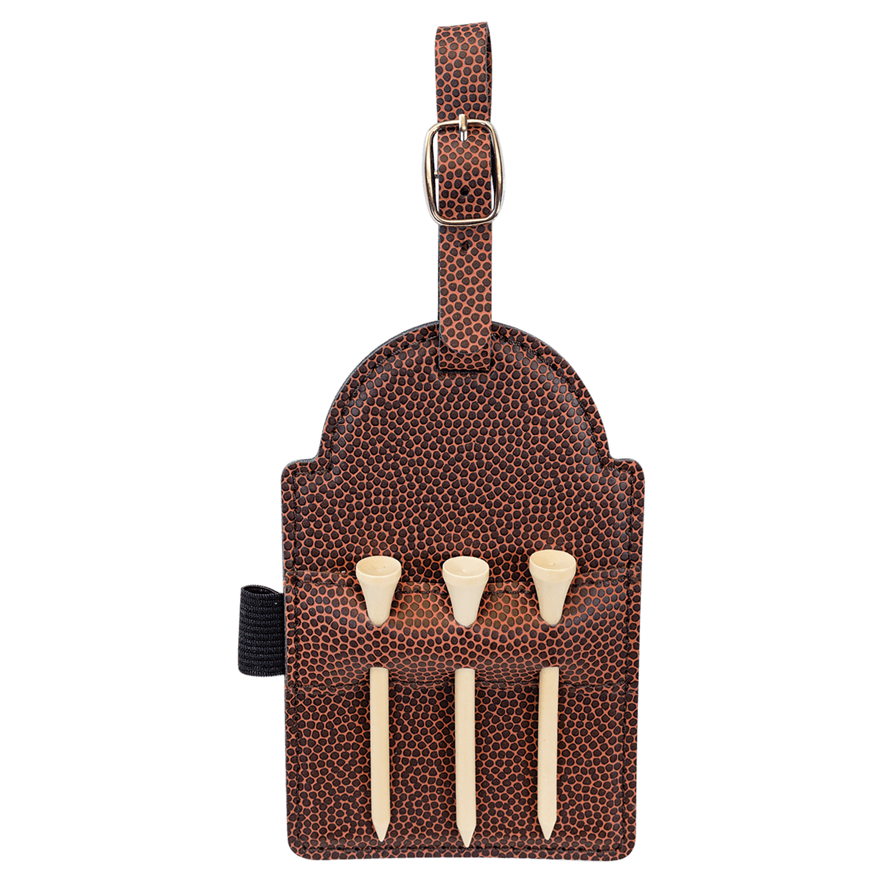 5" x 3 1/4" Football Leatherette Golf Bag Tag with 3 Wooden Tees 2