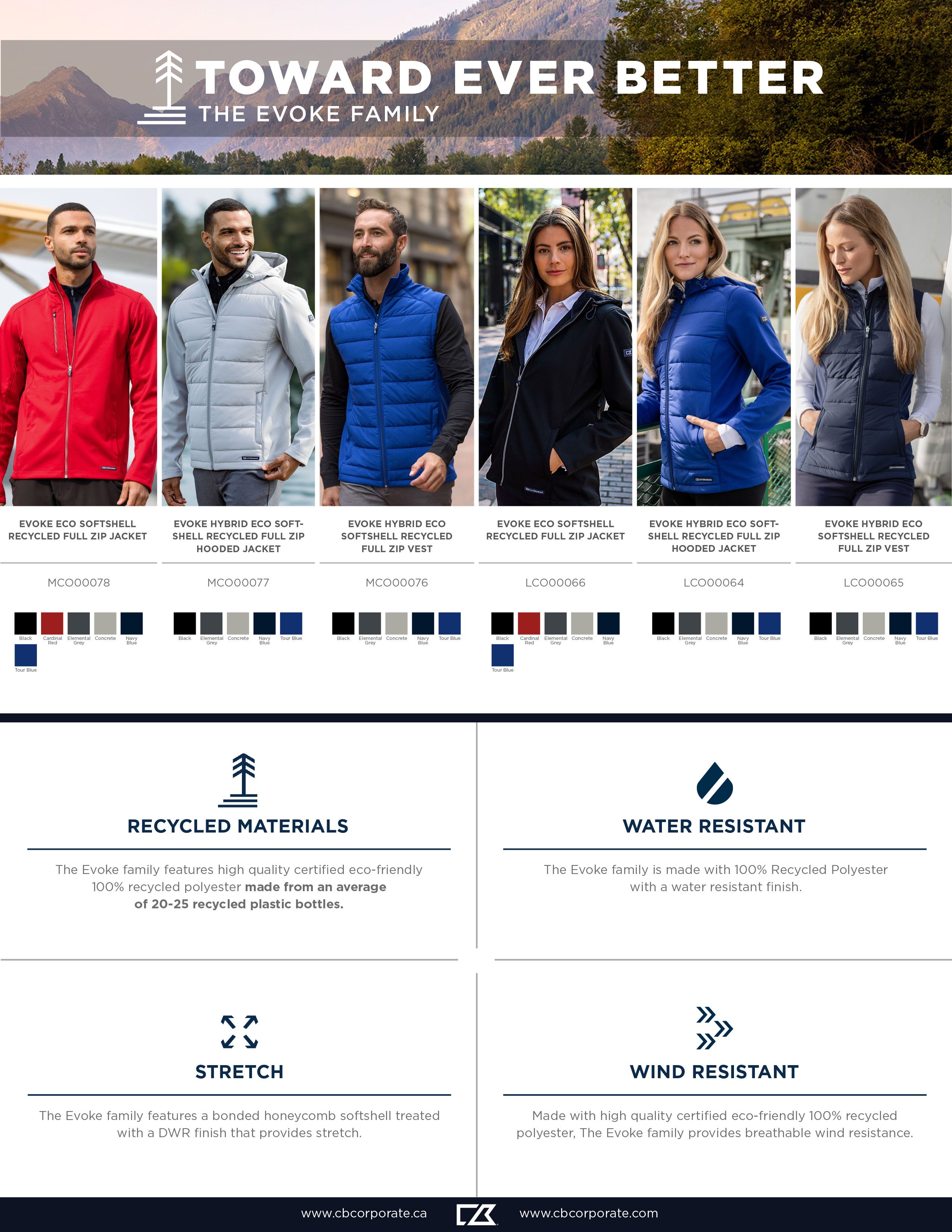 Cutter & Buck Evoke Epic Versatility Recycled Hybrid Softshell Mens Big & Tall Full Zip Hooded Jacket Big & Tall 23