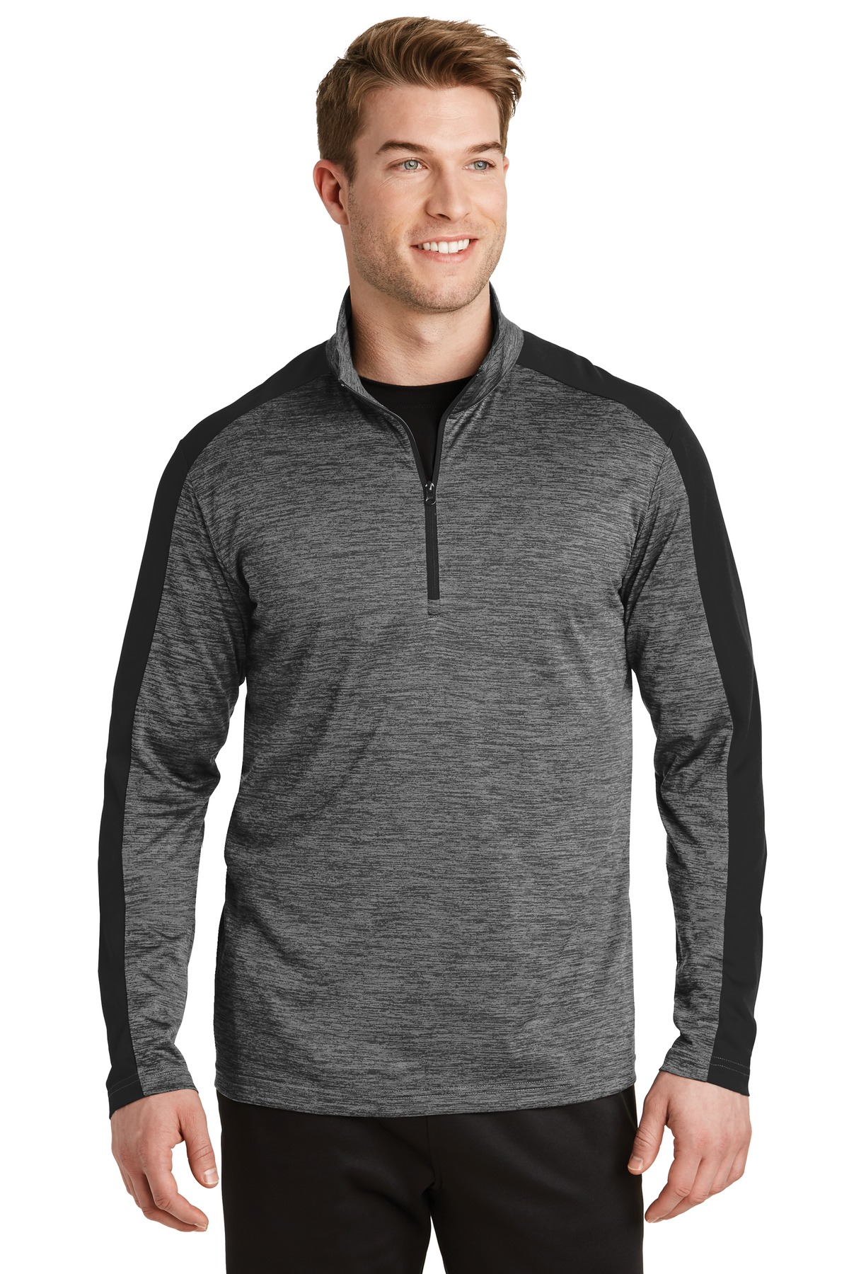 Sport-Tek PosiCharge Electric Heather Colorblock 1/4-Zip Pullover. ST397, custom hoodie or sweatshirt with logo imprint 31