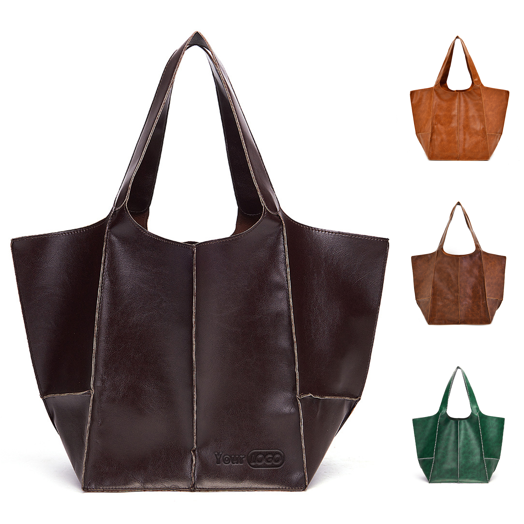 PU Large capacity wax peel ancient oil tote bag 5