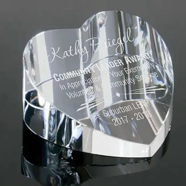 Crystal Clear Slant Heart Paperweight Award 2