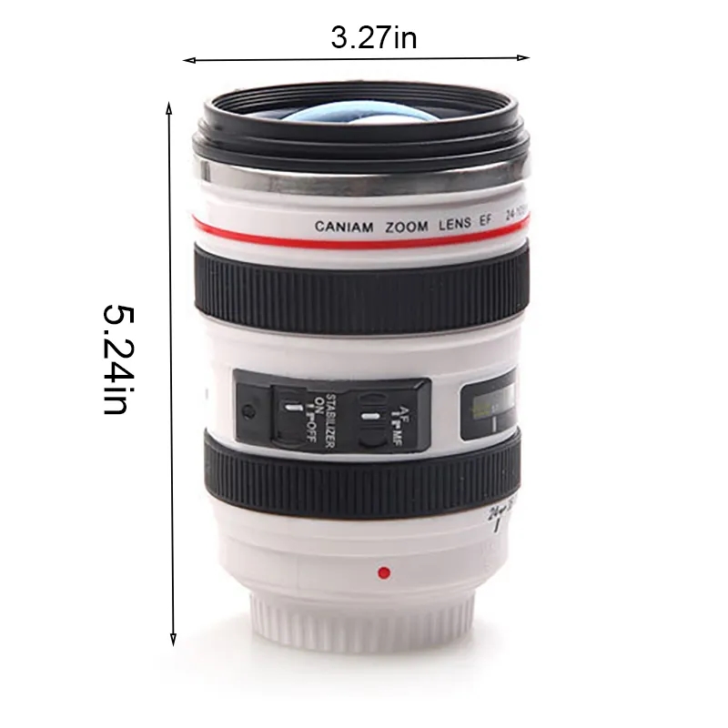 Stainless Steel Camera Lens Coffee Mug With Lid 2