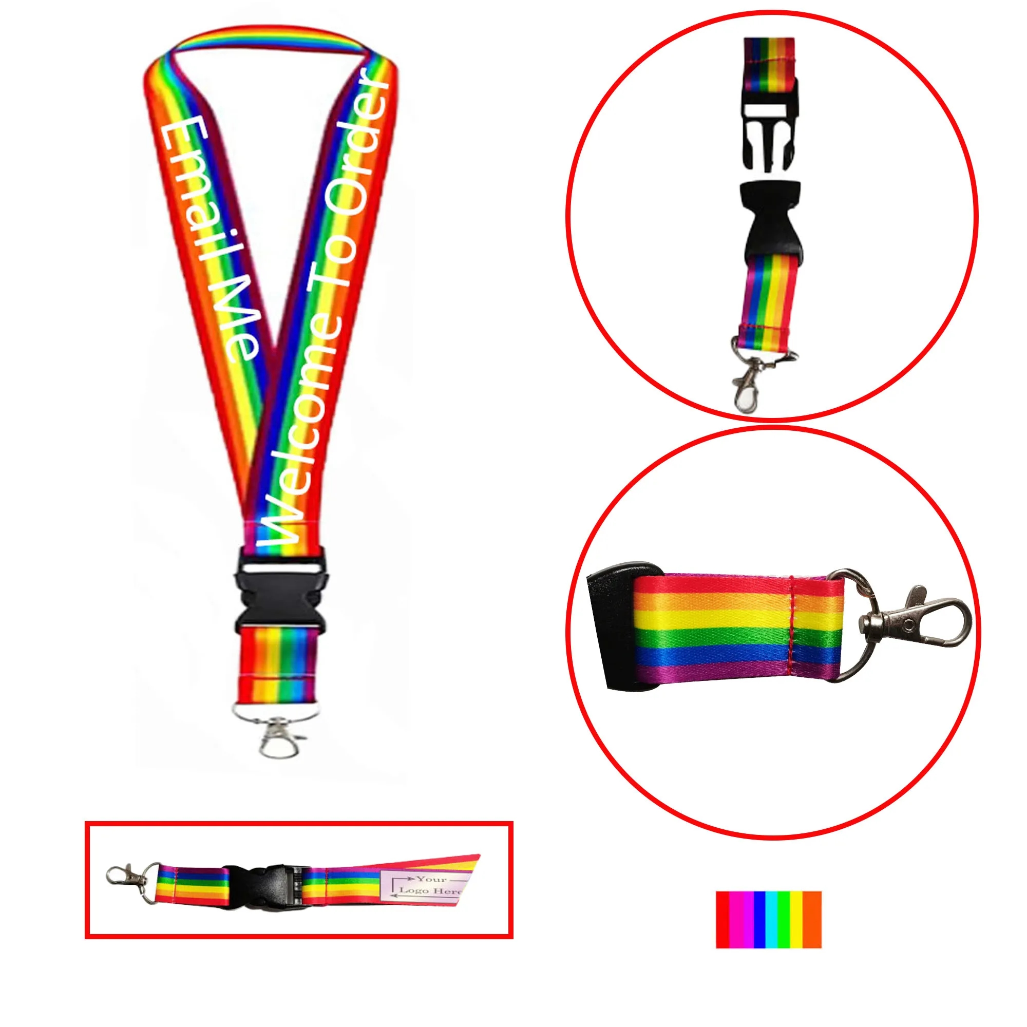 Full Color Sublimation/Thermal Polyester Detachable Rainbow