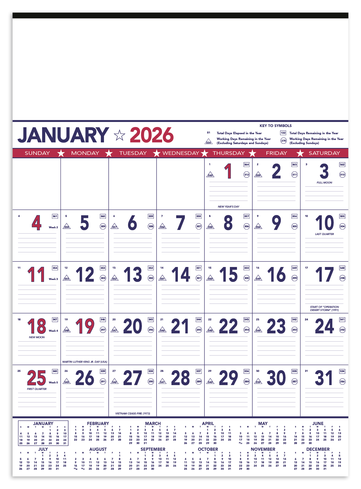 Triumph® Calendars Patriotic Contractor Memo Calendar 7