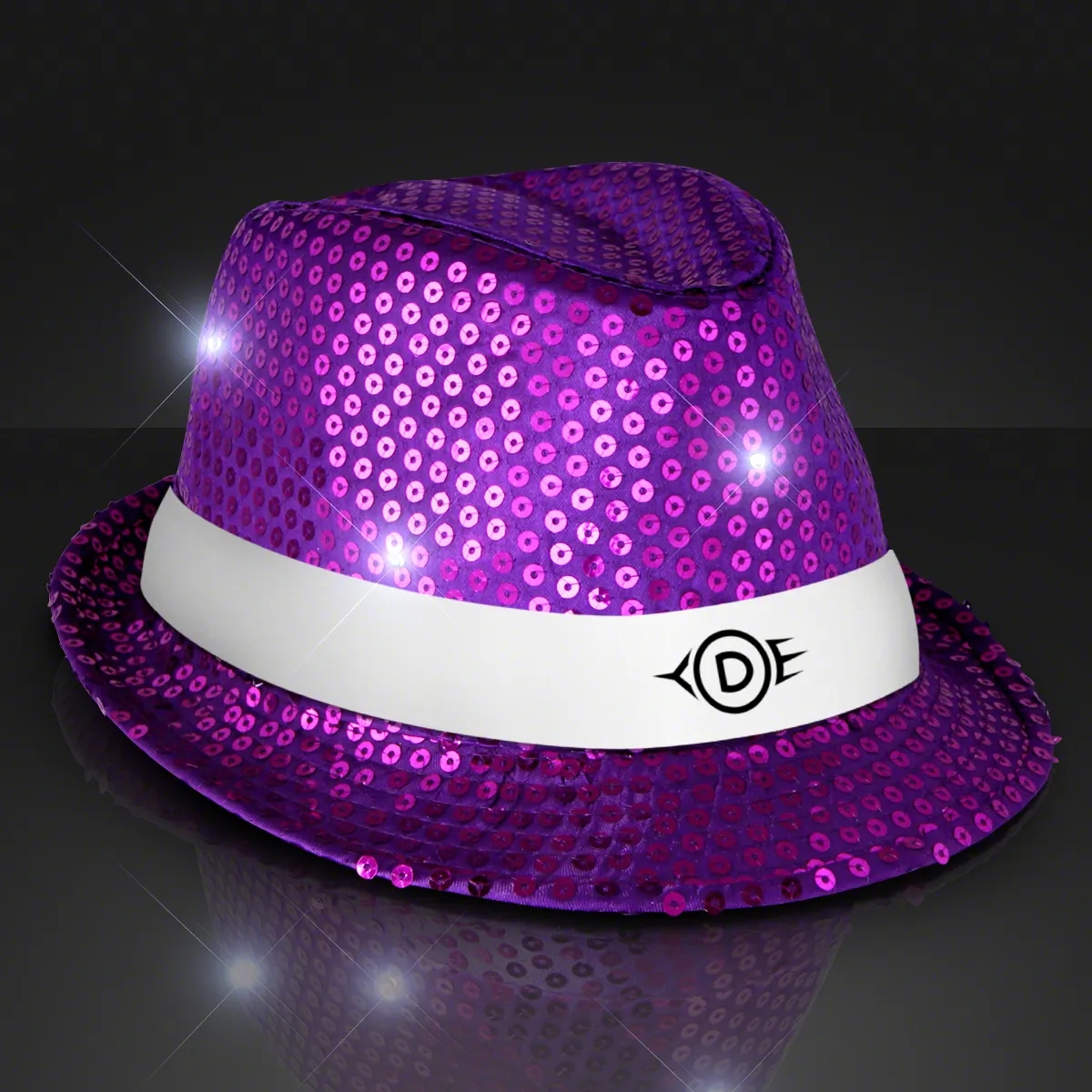 Shiny Single Colored Fedora Hats with Flashing Lights 3