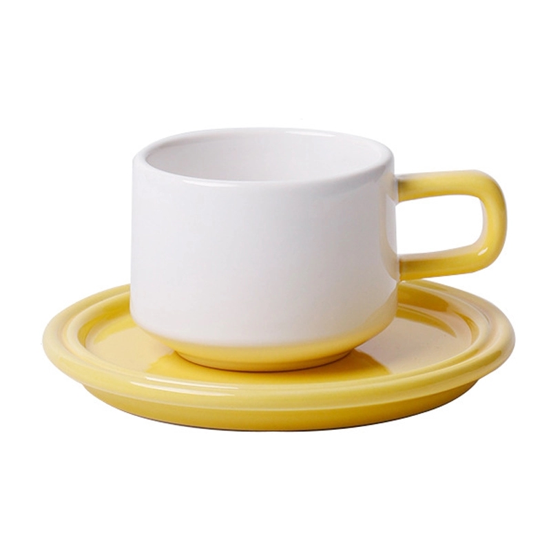 Custom 8.4 OZ. Ceramic Tea Cup Coffee Mug with Saucer Set 4