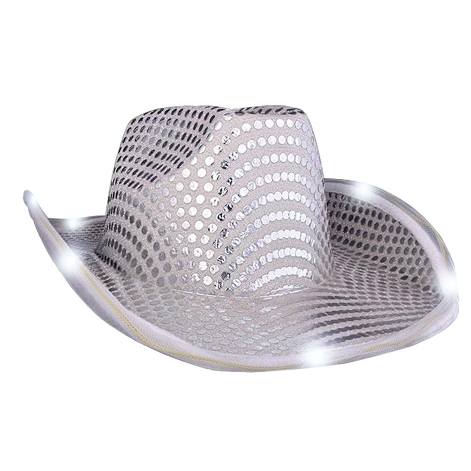 LED Cowboy Sequin Party Flashing Light Up Cap 7