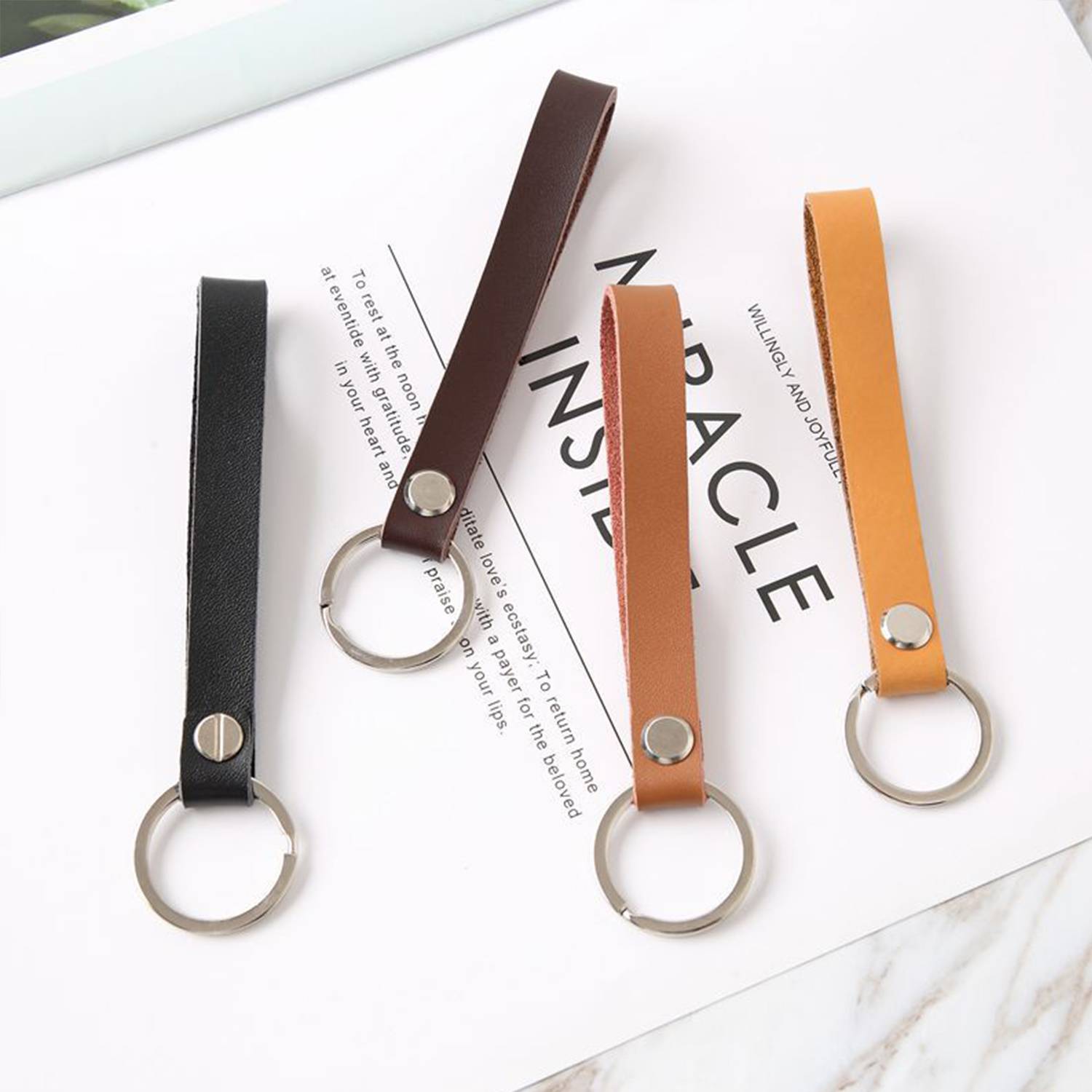 Creative retro leather keychain 5