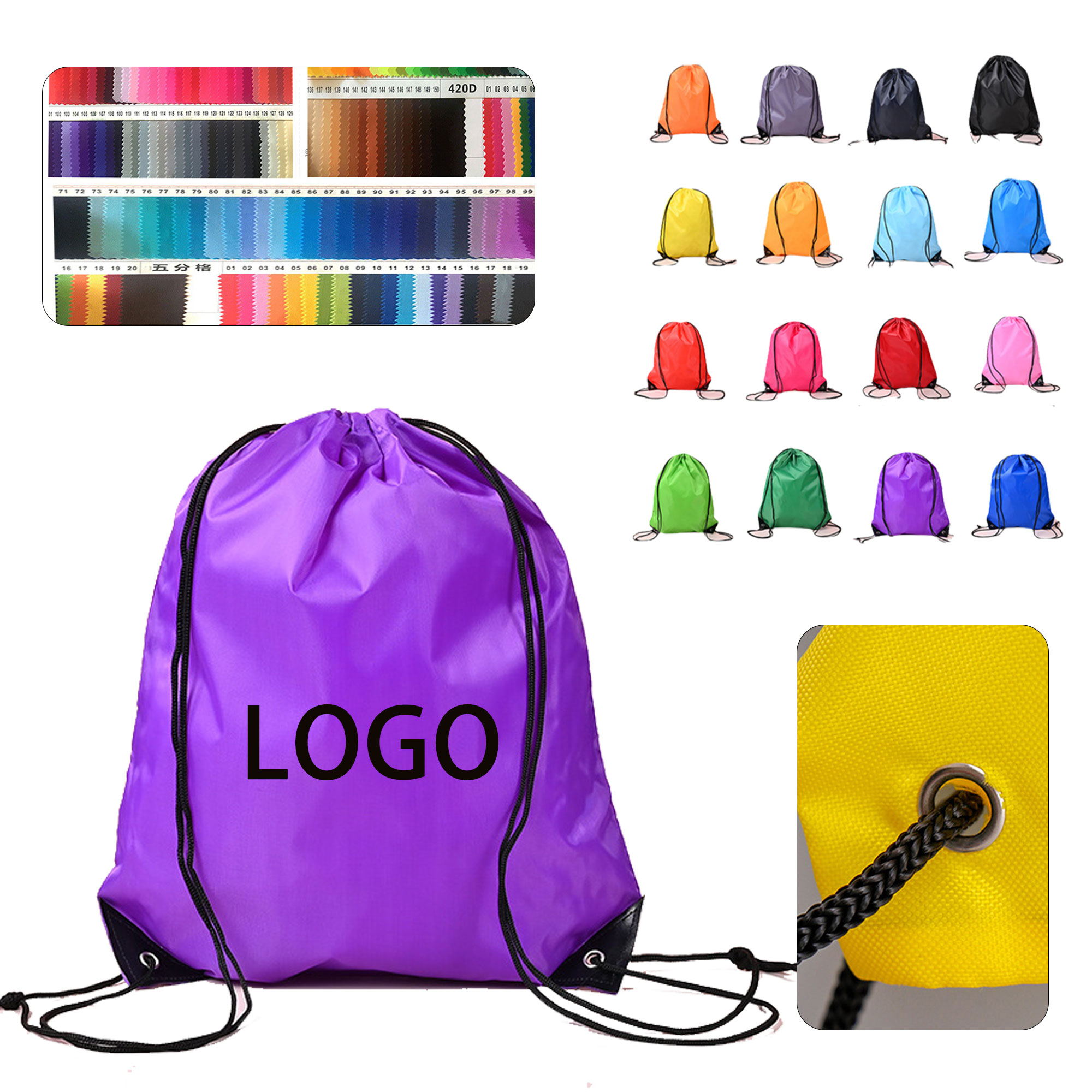 210D Polyester Backpack Drawstring 2