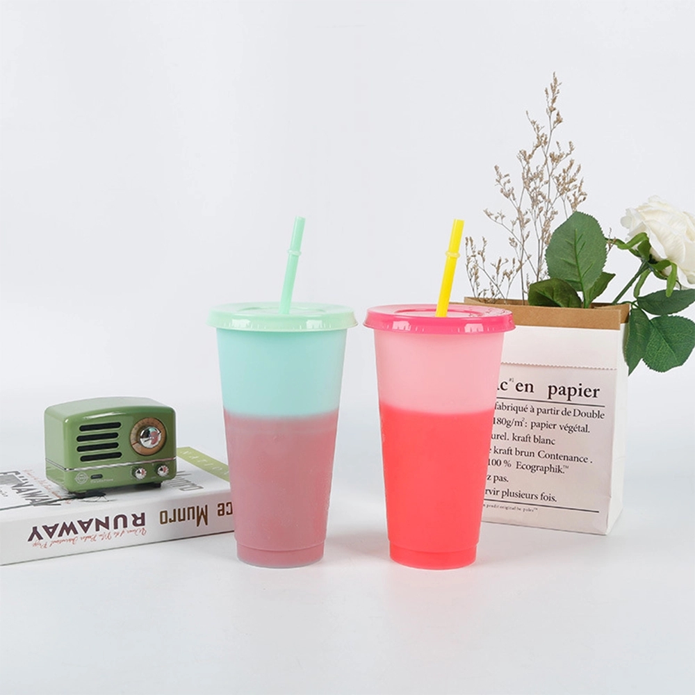 24oz Color Changing Reusable Straw Tumbler 4