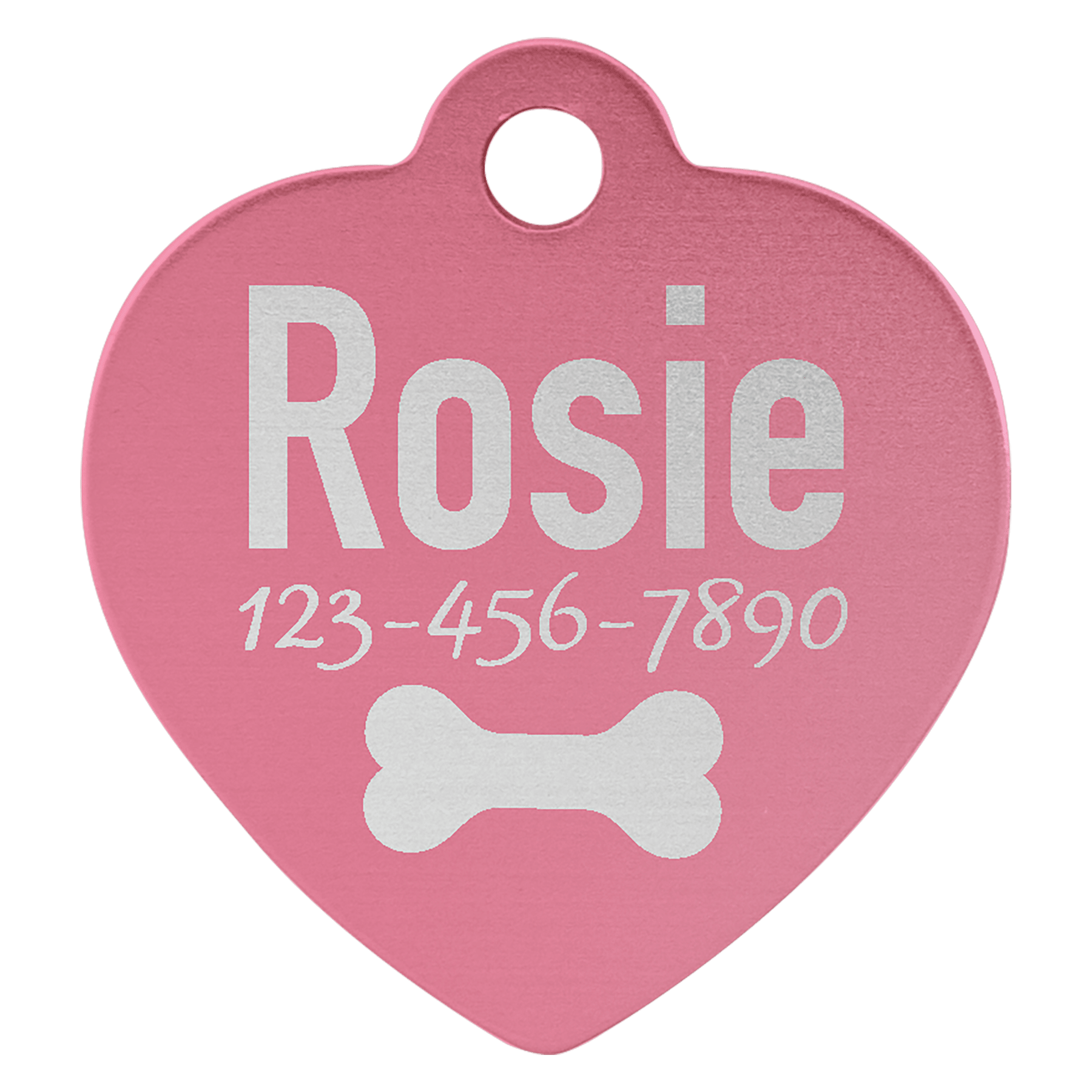 1" x 1" Pink Anodized Aluminum Heart Pet Tag 1