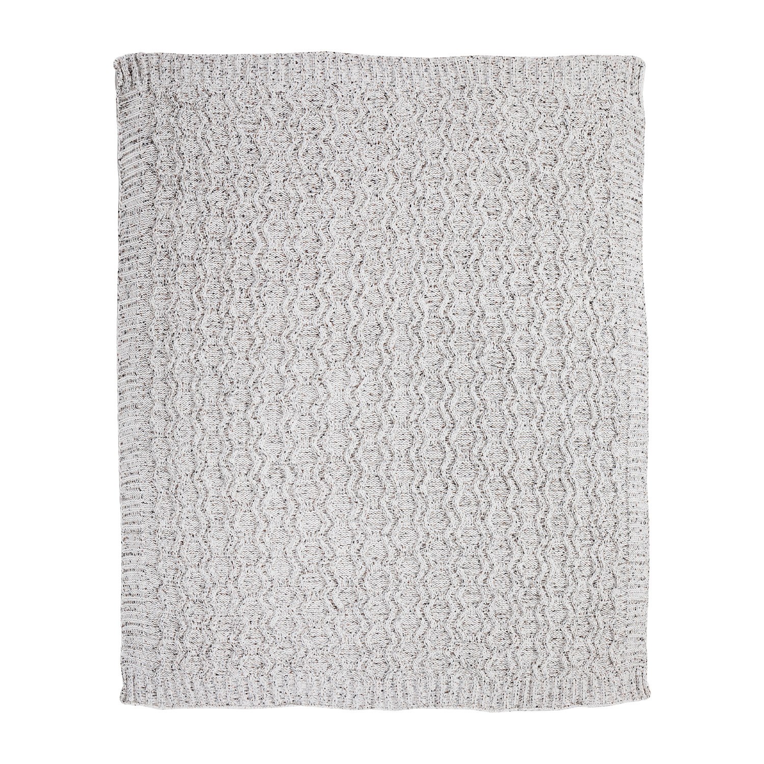 Vanilla Cookie Heather Cable Knit Chenille Blanket 6