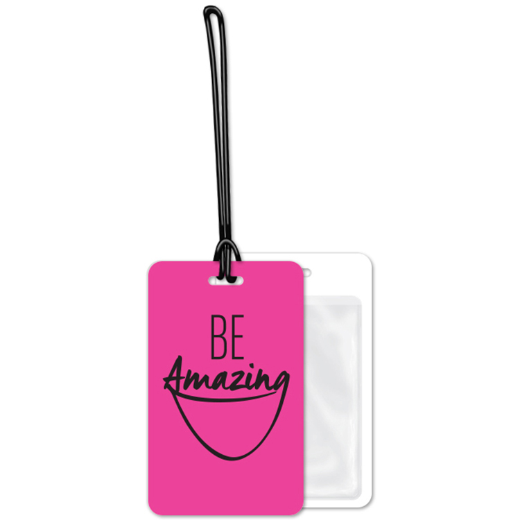 Luggage Tags White Plastic 2.75"x4.5", Spot Colour, 6" Loop attached & Clear Pocket