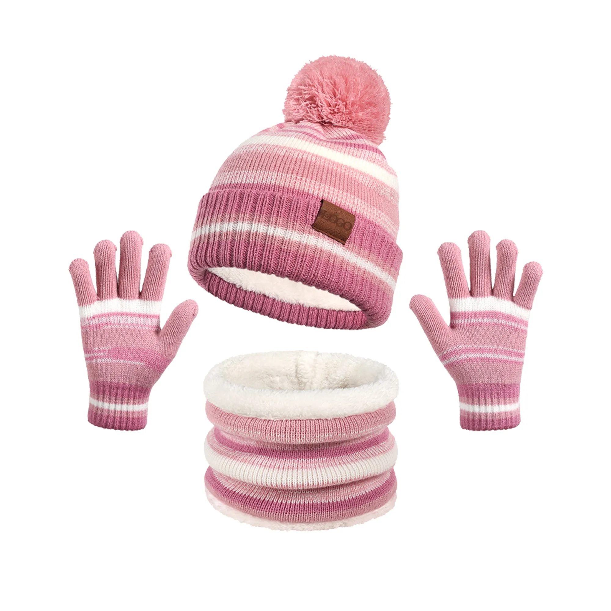 3 Pieces Winter Hat Scarf Glove Set for Kids 3