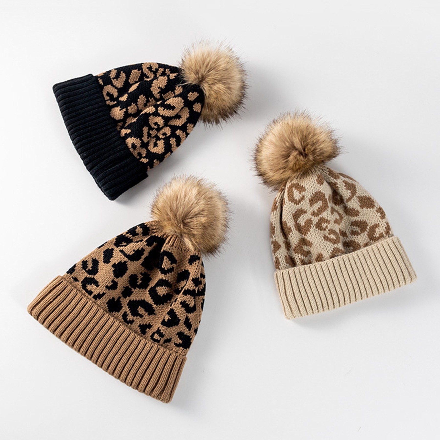 Leopard Beanie Hat With Pompom 3