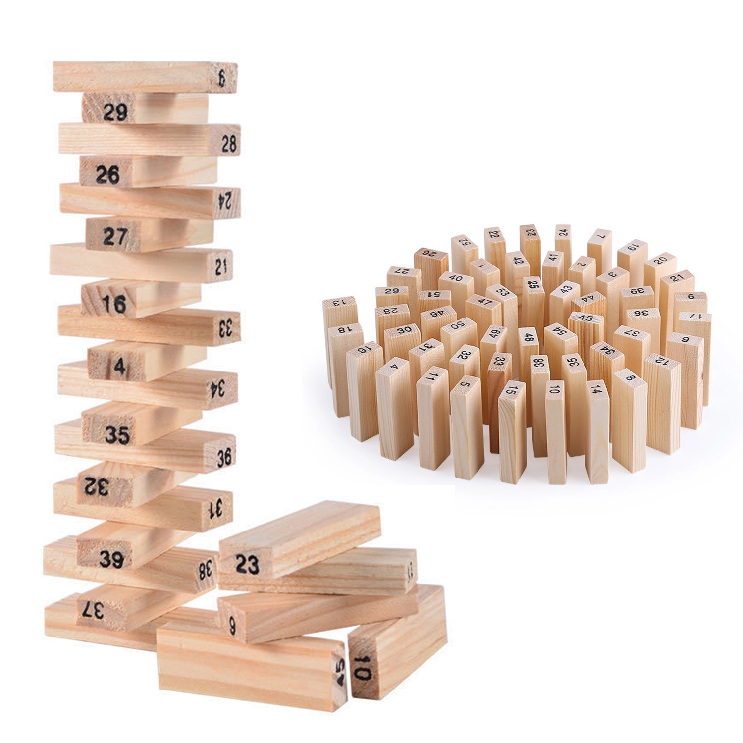 Large Size 54 Pieces Classic Wooden Tower Game 11