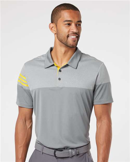 Men's Heathered 3-Stripes Colorblocked Polo - A213 15