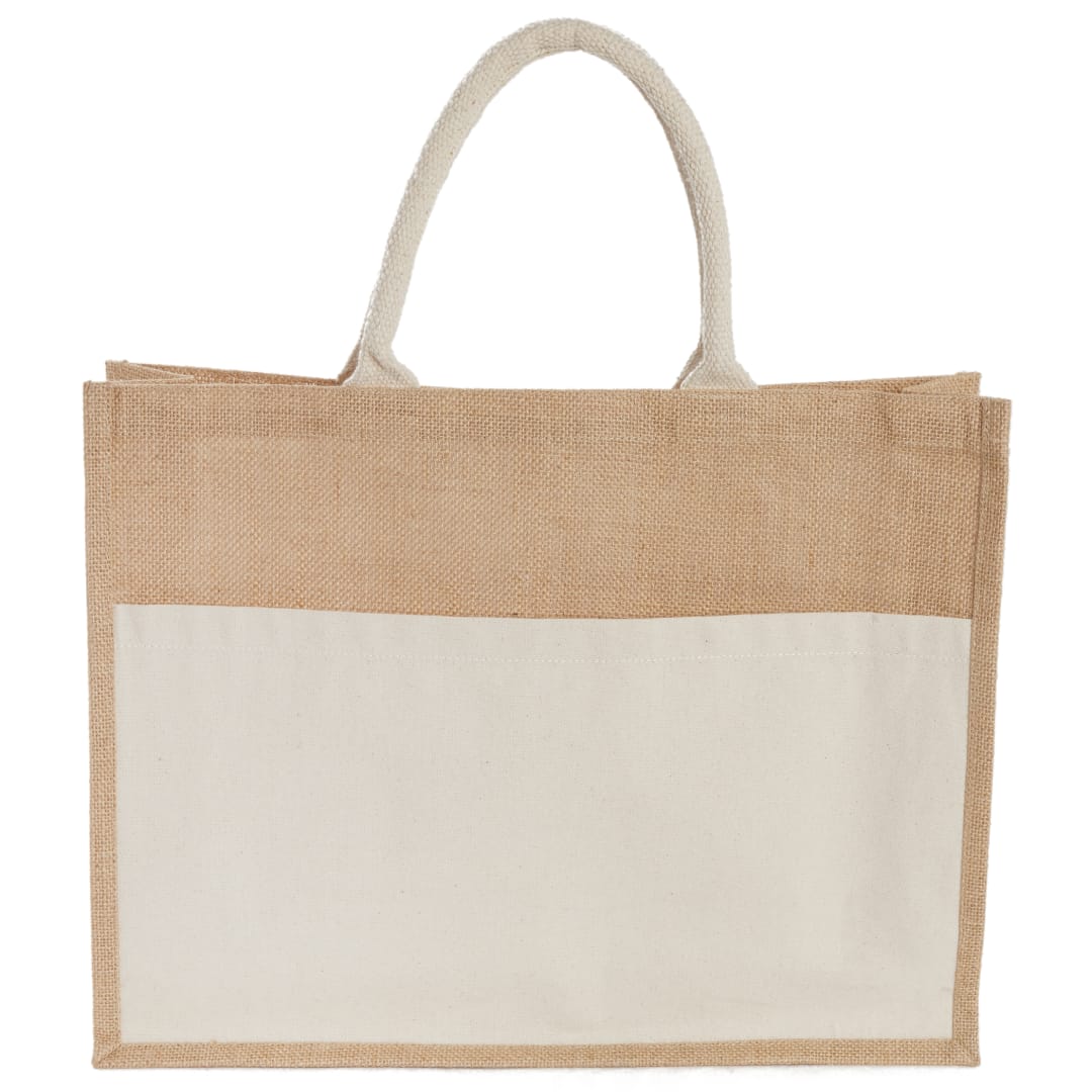 Jute Shopper Tote with Recycled Cotton Pocket, custom tote bag with logo imprint 79