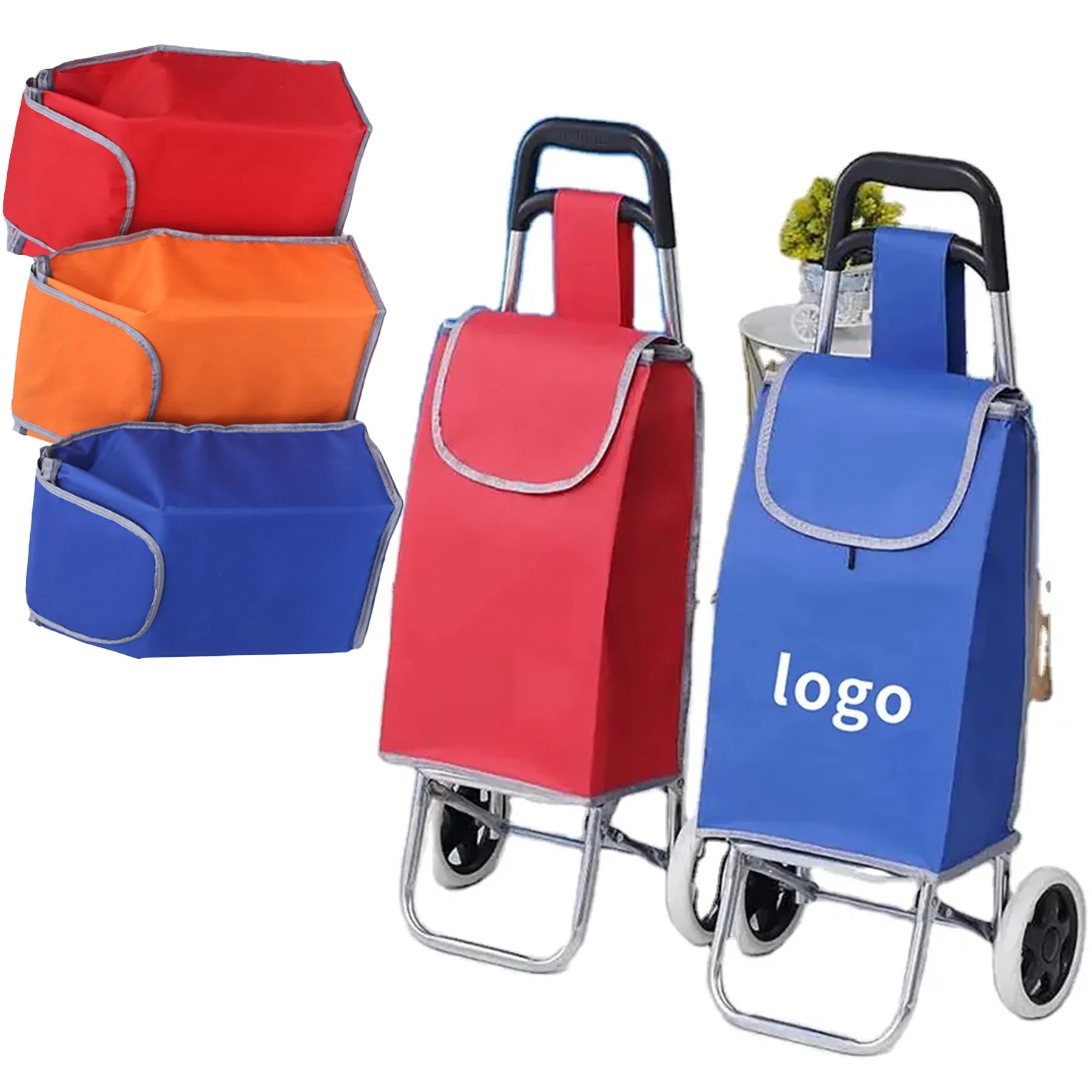 Two Wheeled Hand Pulled Grocery Cart Shopping Bag 2