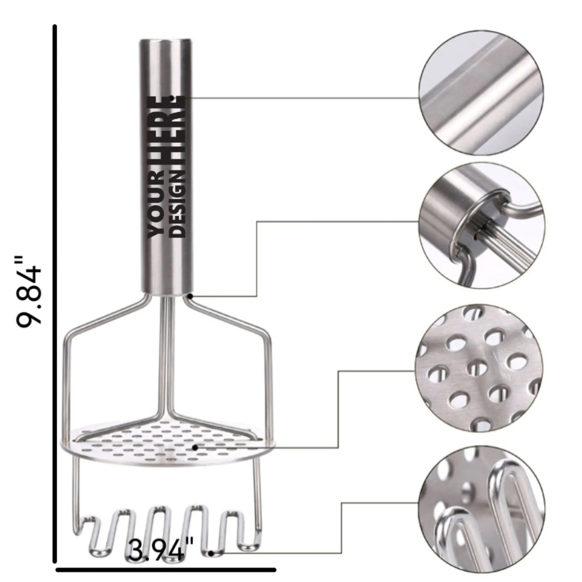 Double-Layer Stainless Steel Manual Potato Masher & Salad To 1